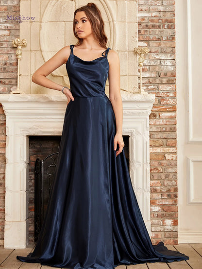 Navy Blue Bridesmaid Dress For Weddings Woman Guest Spaghetti Straps Slit Prom Party Gowns Long Maid Of Honor Dresses