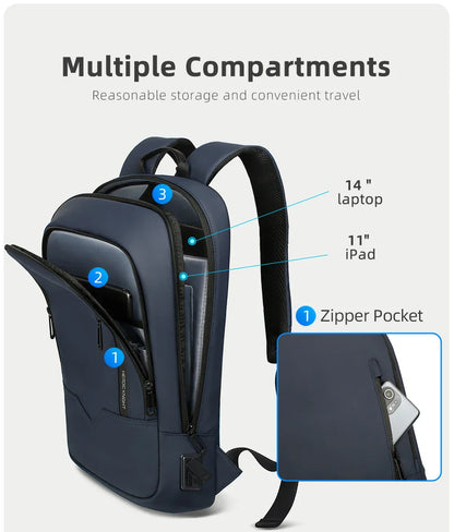 Slim Backpack For Men 15.6 Inch Laptop Bags Waterproof Minimalist Business Backpack With USB Charging Casual Travel Work Bag