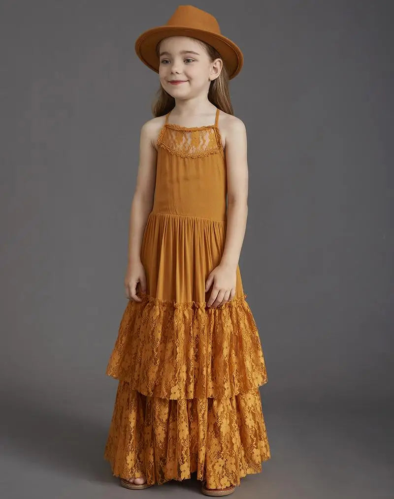 Summer Girls Lace Dresses Kids Flower Girl Wedding Princess Party Dress Vestidos Costume Children Clothing For 4-14Years