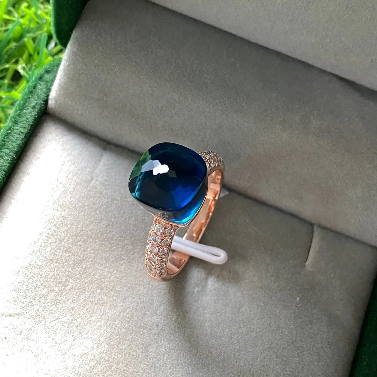 Hot Sale Elegant Candy Color Rose Gold Plated Ring Women Sparkling Zircon Crystal Fashion Jewelry Gift 28 Shades Birthday Gift