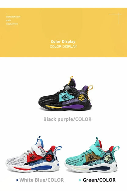 Brand Kids' Sports Shoes Non-slip Running Shoes Boys Basketball Sports Tennis Shoes Fashion Comfortable Teenager Casual Sneakers