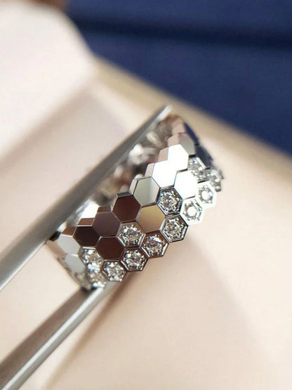 925 Sterling Silver Personality Simple Delicate Honeycomb Ring For Women Engagement Wedding Luxury High Quality Fine Jewelry