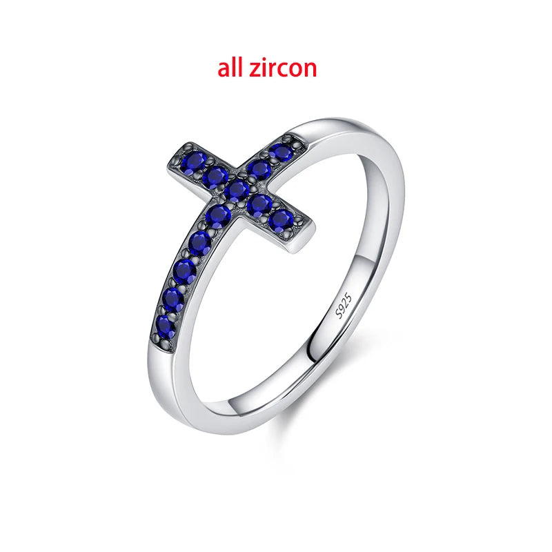 Trendy Cross 100% 925 Sterling Silver Moissanite Rings for Women Party Wedding Lab Diamond Matching Bands Birthday Gift