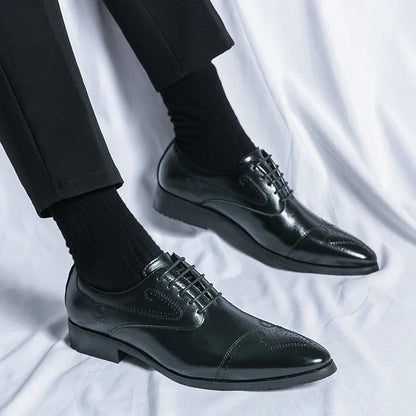 Trend Brogues Casual Business Shoes Men Wedding Pointed Toe Office Formal Social Leather Shoes For Men Trend Men's Dress Shoes