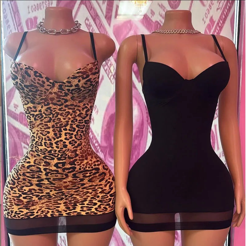 Tummy Control Butt Lifting Shapewear Dress Seamless Thin Camisole Bodycon Dress Stretchy Party Clubwear Mini Dress