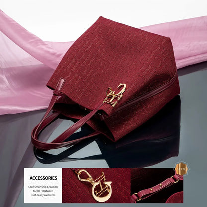 Women's Handbag Large Capacity Women's Simple Daily Commute Versatile Solid Color Letter Printed Design Shoulder Bag