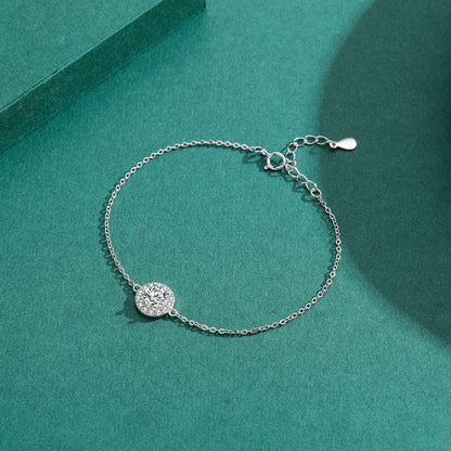 Pure 925 Sterling Silver Luxury 1.0Ct Sparkling Clear CZ Link Chain Charm Bracelet For Women Wedding Engagement Jewelry