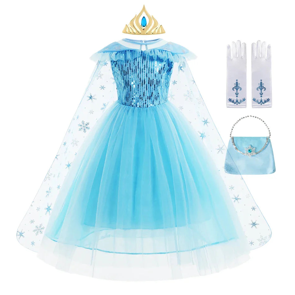 Girls Elsa Dresses Costume Clothes Kid Cosplay Princess Dress Snow Queen Vestido Children Birthday Parti Sukienki