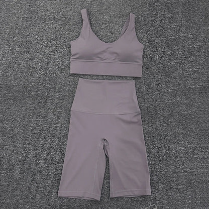 Nylon Short Sets Womens Clothing Sports Bra Cycling Shorts Workout Set Women's Tracksuit Gym Yoga Sexy Outfit Women 2023