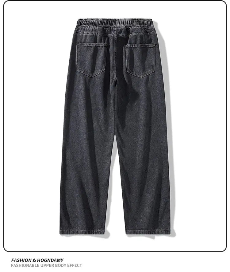 Calça Jeans Masculina Primavera Outono Tendência High Street Reta Perna Larga Roupas Masculinas Calça Jeans Corte Reto