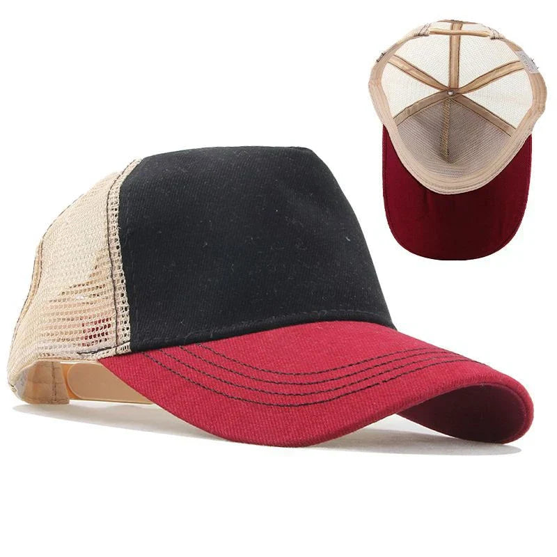 Custom Trucker Hat Logo Cotton Mesh Breathable Baseball Cap Women Men Summer Sunshade Mesh Cap 5 Panels Truck Hat Cap Wholesale