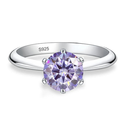 0.5ct 1ct 2ct 3ct Blue Pink Purple Black Moissanite Rings for Women Sterling 925 Silver Wedding Party Band Woman's Ring
