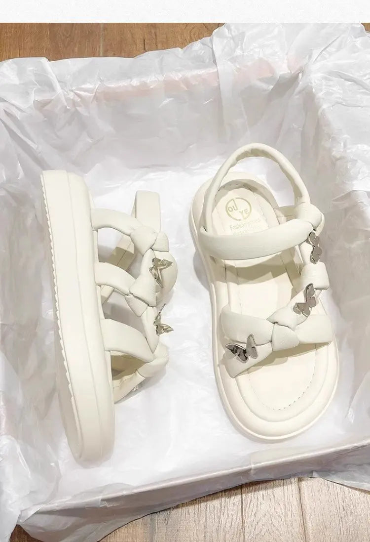 New Arrival Kids Sandals Children's Design Hollow-out Casual Sandals Soft Flat Strappy Sandals Girls Cute Bowknot Beach Shoes