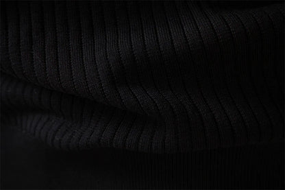 Button Placket Polo Shirt Men Ribbed Stripe Long Sleeve Contemporary Fit Minimalist Autumn Winter Premium Business Top