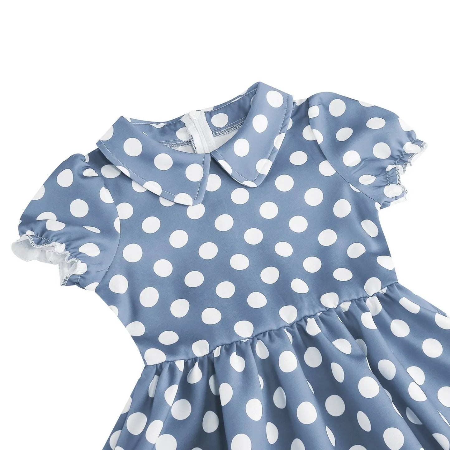 New Fashion Kids Dress For Girls Polka Dot Short-sleeved Children Dress With Baby Collar Daily Girls Casual Costume