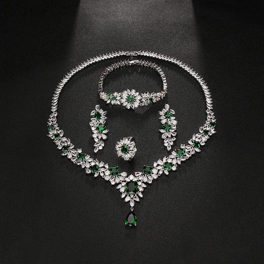 Noble Vivid Flower Appearance Design Necklace And Earring Fine Decoration Wedding Party Charming Jewelry Set