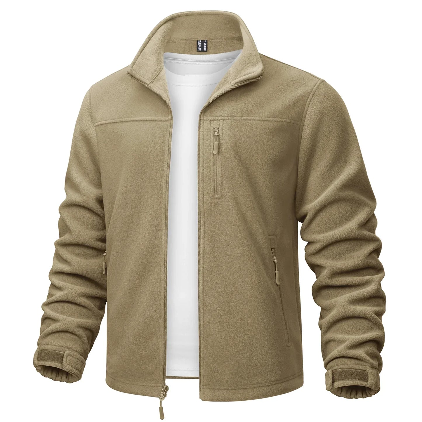 Stand Collar Fleece Jackets Mens Thermal Warm Full Zip Work Jacket Outdoor Trekking Hiking Jackets Windbreaker
