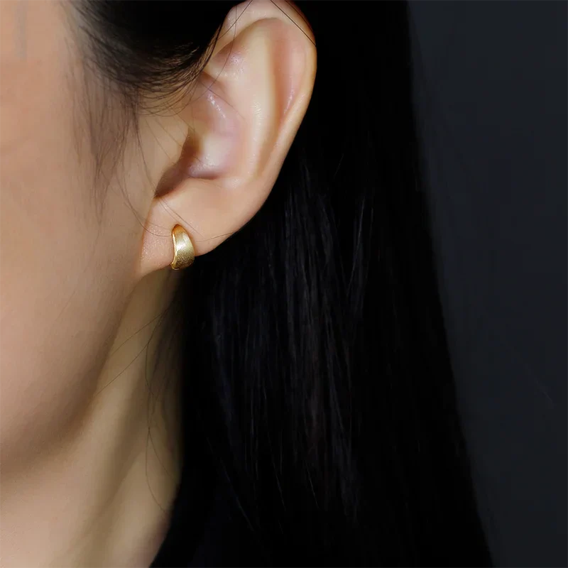 925 Sterling Silver Premium Matte Minimalism Unisex Huggies Ear Hoops Earrings for Women Gothic Piercing Men's Jewelry