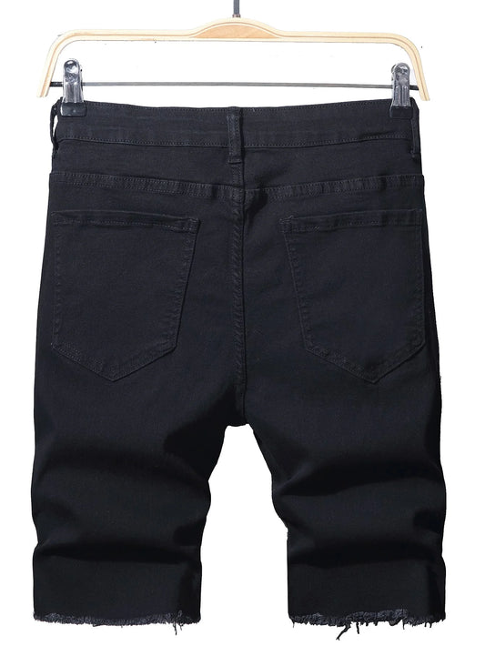 Summer Slim Stretch Men Short Jeans Fashionable Retro Patchwork Denim Shorts Streetwear Cotton Cargo Shorts Male