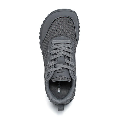 Wide Toe Running Shoes Unisex Minimalist Artificial Leather Walking Sneakers Lace Up Lightweight Breathable Shoes