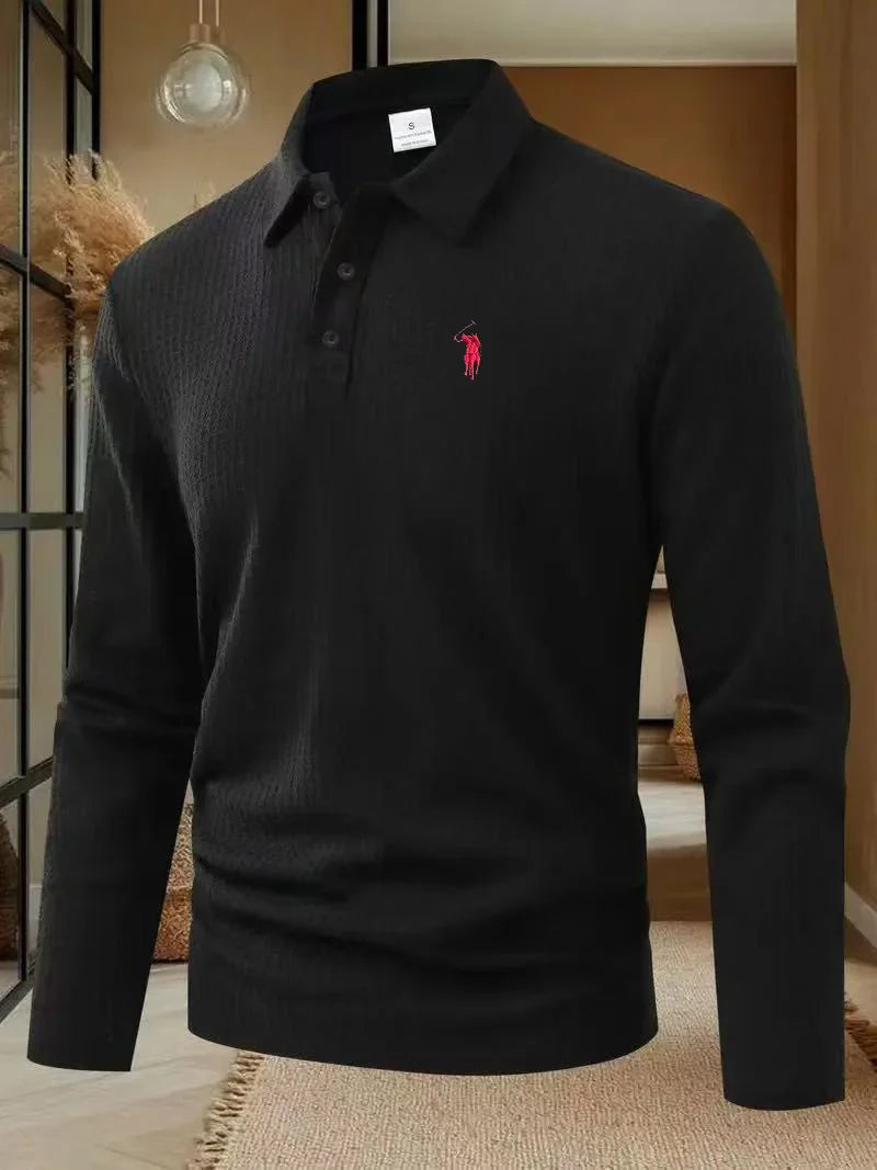 Men's polo shirt long sleeved high-end brand exquisite embroidery 2025 Spring and Autumn casual breathable fashion T-shirt top