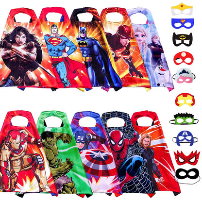 Halloween Child Movie Luxury Print Cloak Justice Superhero Spiderman Hulk Cosplay Cloak with Mask Gift for 3-12Y