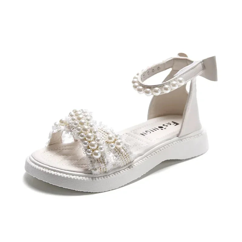 Children's Sandals Summer Girls Princess Causal Bowtie Roman Sandals Fashion Sweet Kid Party Non-slip Open-toe Sandals Hook Loop
