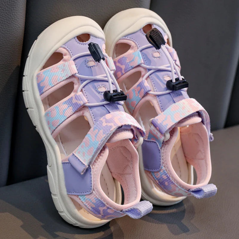 2026 New Kids Sport Sandals Children's Design Hollow-out Multicolor Sandals Soft Flat Strappy Sandals Girls Cute Beach Shoes