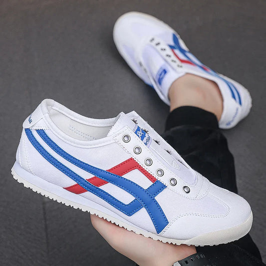 Tênis Masculino Casual de Lona com Malha Design Esportivo Plano Caminhada Corrida Leve Antiderrapante Respirável