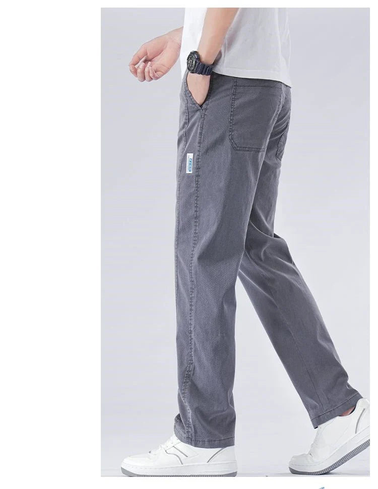 Spring Summer Thin Lyocell Casual Pants Men Loose Straight Fashion Stretch Korean Classic Trousers Men's Clothing Size M-5XL