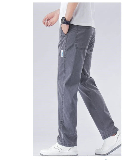 Spring Summer Thin Lyocell Casual Pants Men Loose Straight Fashion Stretch Korean Classic Trousers Men's Clothing Size M-5XL