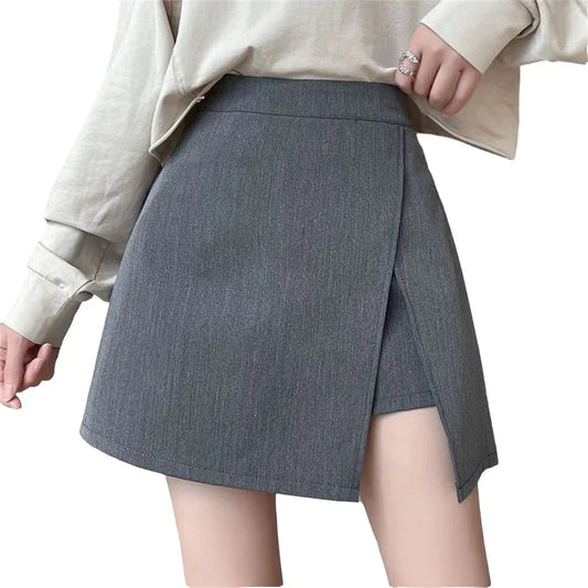 2026 Black Grey Irregular Skirt A-line Women High Waist Skirt Korean Fashion Zipper All Matched Shorts Skirts vintage for women