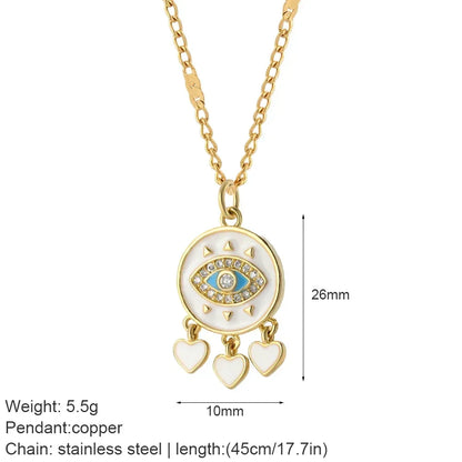 Heart Evil Blue Eye Sun Necklace for Women Cute Dog Bee Elephant Gold Color Pendant Woman's Collars Long Stainless Steel Chains