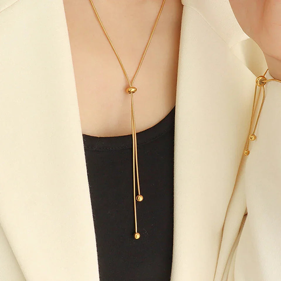 eManco Personalized Snake Chain Adjustable Y Necklace Clavicle Pendant Stainless Steel Necklace Women's Holiday Gift