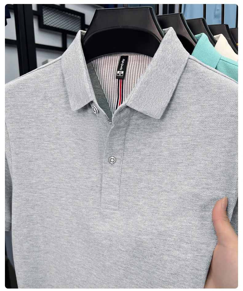100% cotton short sleeve polo shirt comfortable lightweight high-end brand fashionable simple summer men's casual lapel T-shirt