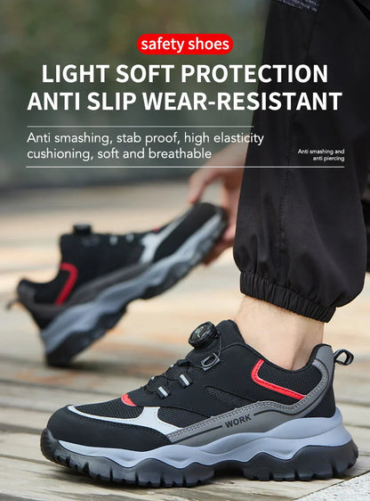 Light Breathable Sneaker Safety Shoes With Steel Toe Cap Anti-Piercing, Shock Absorbing Anti-Smash Design, Work Shoes for Men