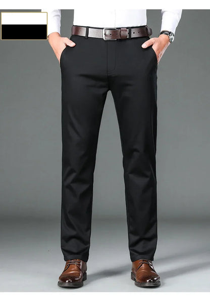 Fiber Men's Casual Pants Anti-wrinkle Comfortable Baggy Straight Business Formal Trousers Male Brand Clothing