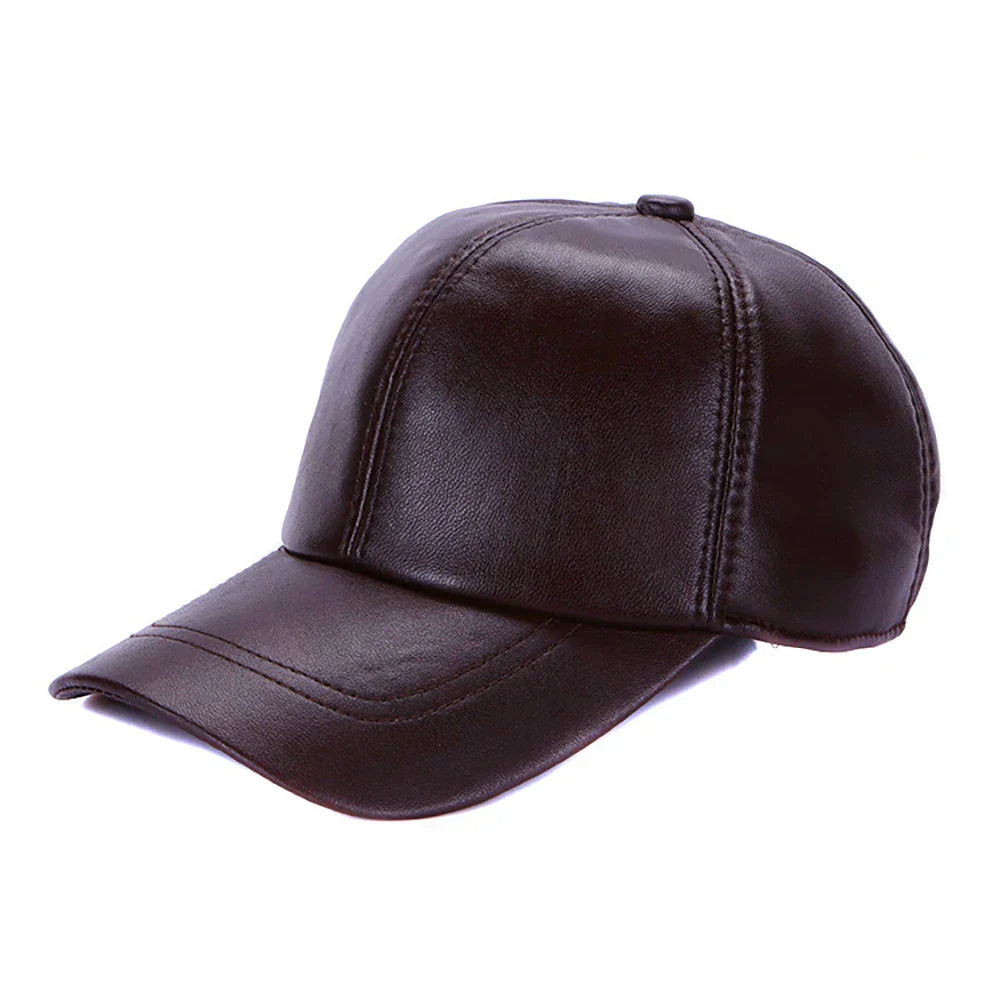 New 2026 Street Hip Hop Hat Leather Hat Fashion Adult Leather Hat Men's Warm Leather Baseball Cap Male Men Outdoor Windproof Hat