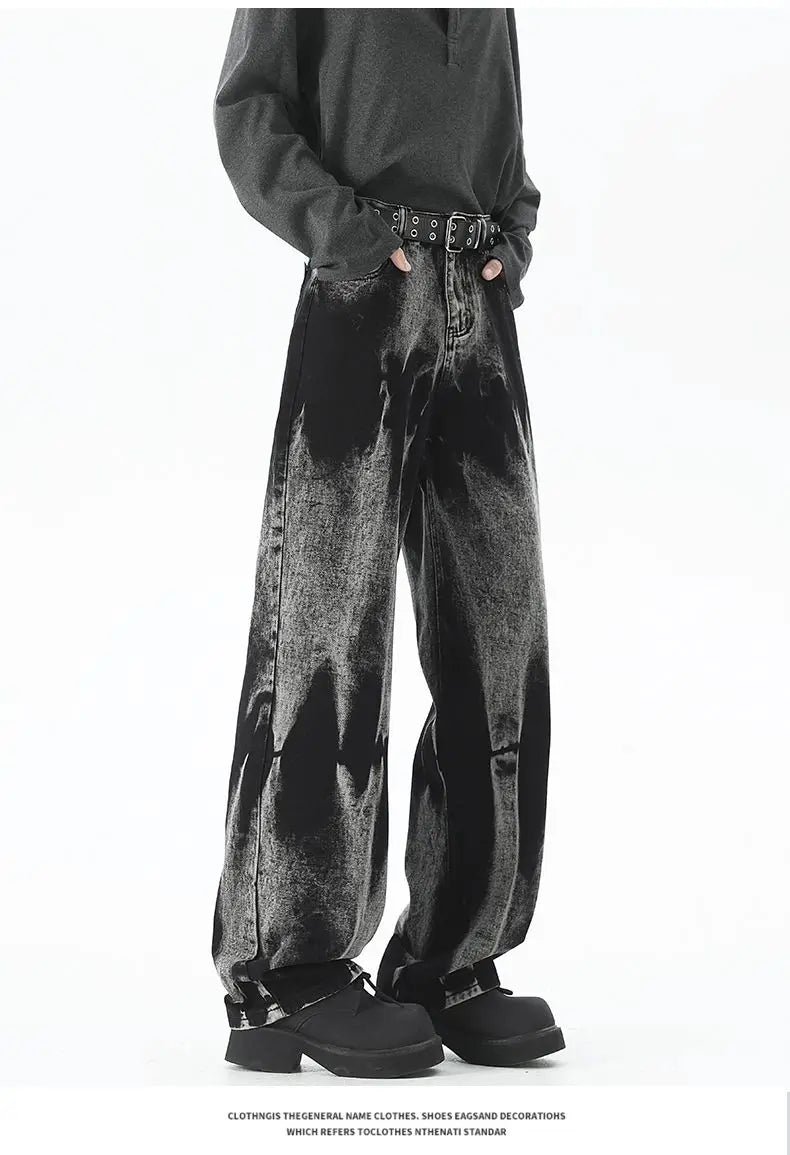 Autumn Men's Baggy Wide Leg Men's Jeans High Street Style Dyed Denim Casual Straight Neutral Wind Baggy Jeans Fashion Versatile