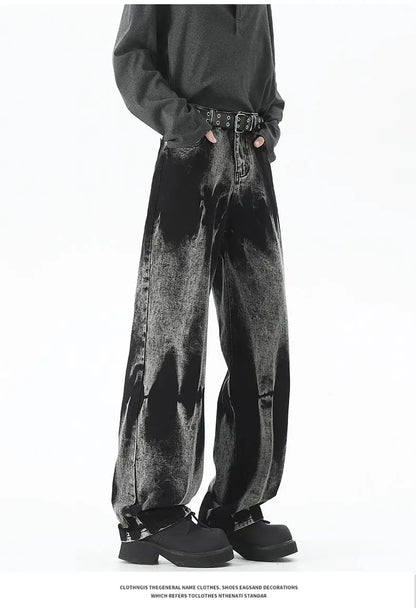 Autumn Men's Baggy Wide Leg Men's Jeans High Street Style Dyed Denim Casual Straight Neutral Wind Baggy Jeans Fashion Versatile