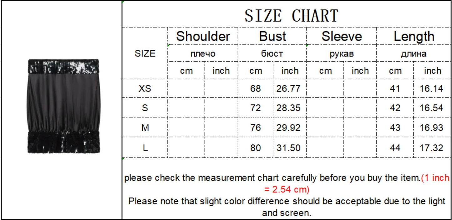 Chic Sequins Strapless Top For Women Holiday Party Tube Tops Chic Off Shoulder Fashion Solid Summer New Ladies Club Wear