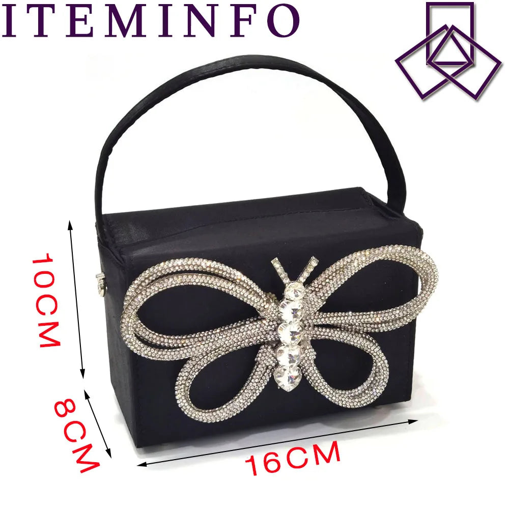 Ladies Pointed-Toe Party High Heels Magenta Colour Bow Rhinestone Stereo Bag Evening  African Wedding Shoe And Bag Set