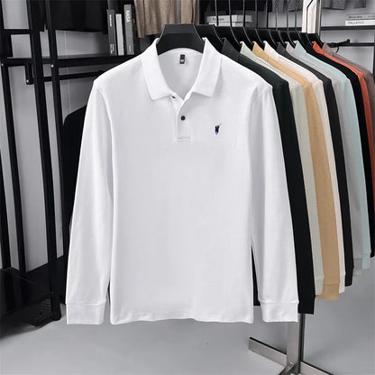 100% Pure Cotton Long Sleeved Men's Polo Shirt Hot Selling Brand Autumn Season Exquisite Pony Embroidery Breathable Top T-shirt