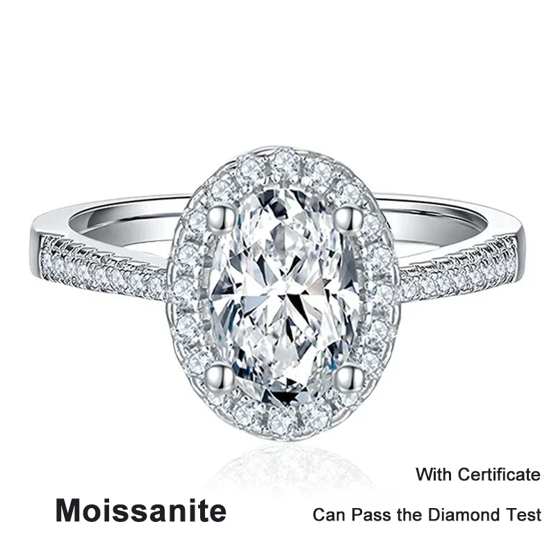 1CT 2CT D VVS1 Oval Cut Moissanite Rings for Women 925 Sterling Silver Lab Dimond Engagement Wedding Party Ring Wholesale