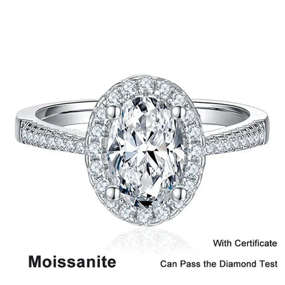 1CT 2CT D VVS1 Oval Cut Moissanite Rings for Women 925 Sterling Silver Lab Dimond Engagement Wedding Party Ring Wholesale