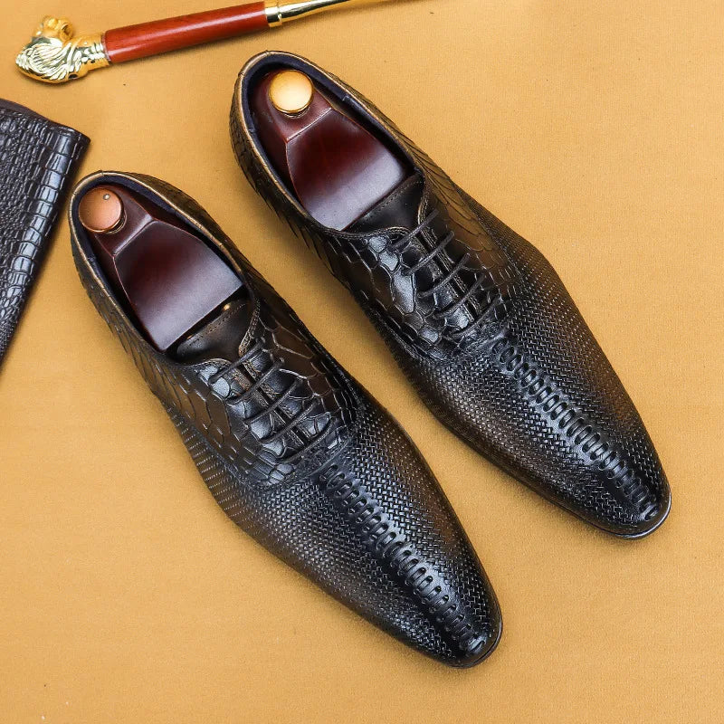 Italian Men Oxford Shoes Genuine Leather Lace Up Luxury Black Brown Mens Dress Shoes Office Business Wedding Formal Shoes Men