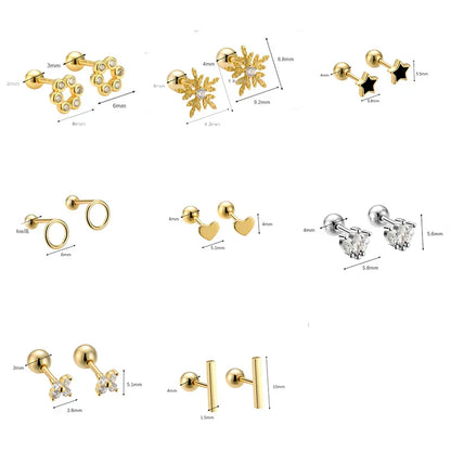 925 Sterling Silver Fashion Simple Golden Flower Beads Small Stud Earrings for Women Teen Piercing Jewelry Accessories