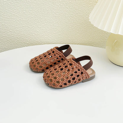 Baby Girls Shoes Braided Sandals for Girls Kids Fashion Hollow Out Leather Shoe Soft Sole Retro Princess Slippers Beach Shoes