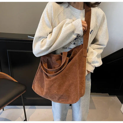 Large Capacity Velvet 2024 Hot Selling Tote Bag Zipper Solid Color Popular Fashion Handbag Soft Simple Commuting Shoulder Bag