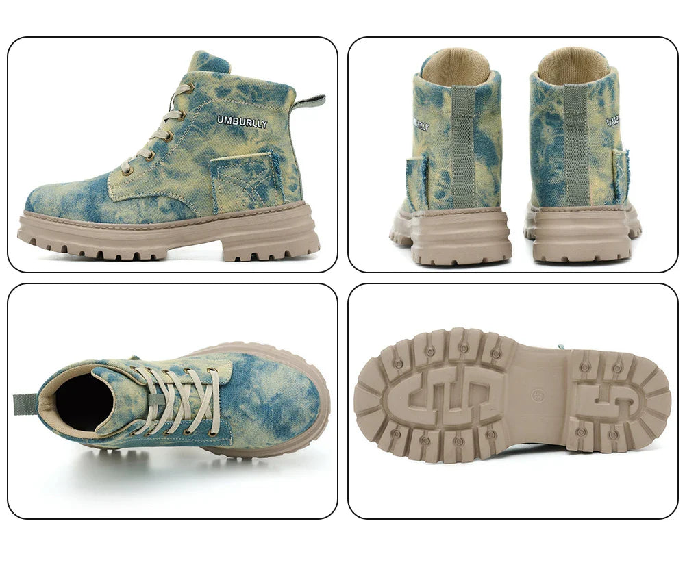 2025 New Fashion Women's Safety Shoes Smashing Steel Head Puncture Proof Kevlar Street Outdoor Light Women's Work Boots